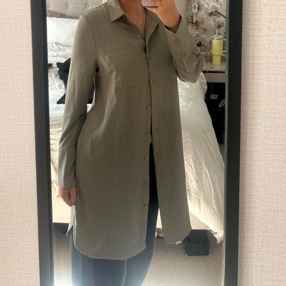 Green dkny button down shirt - Picture 2 of 6